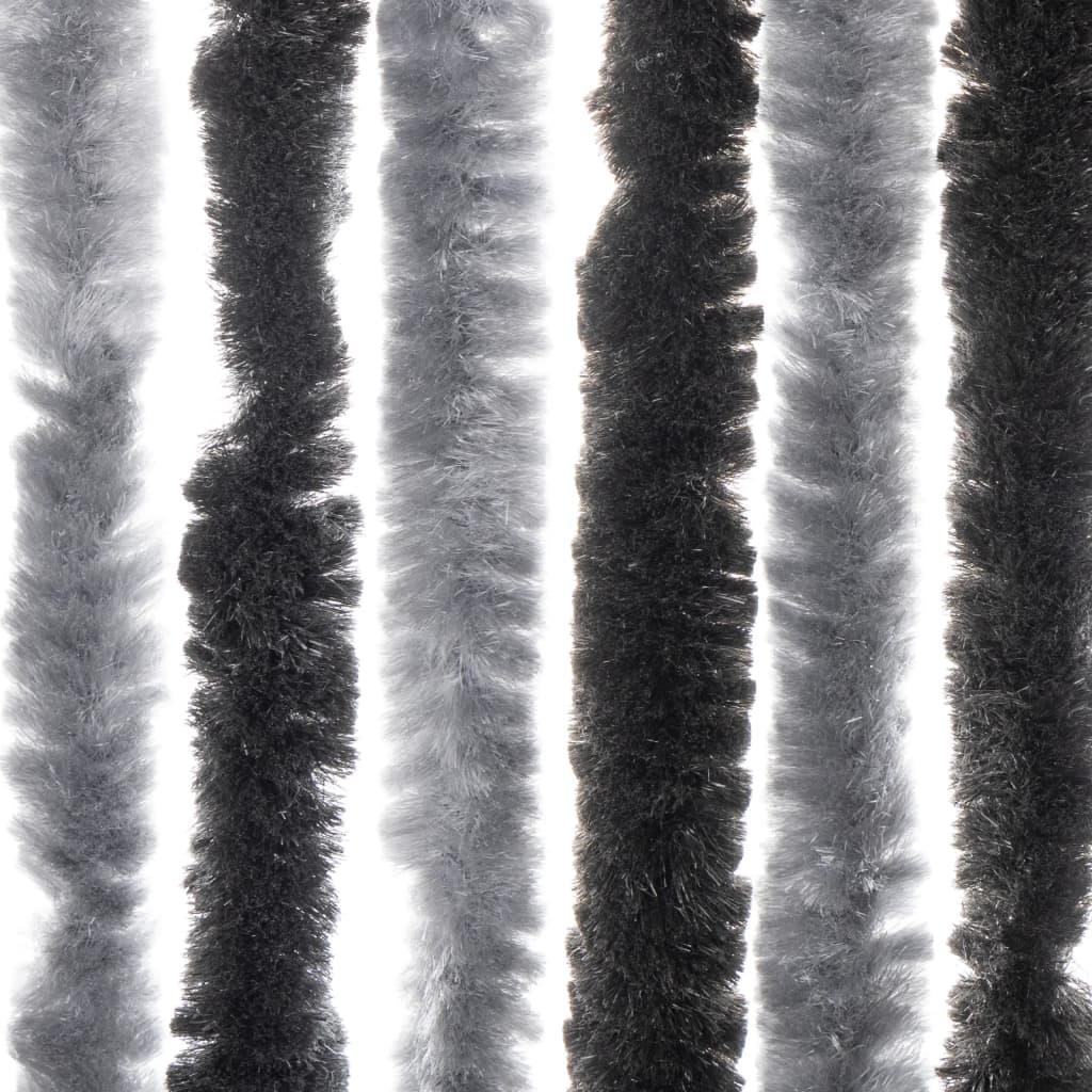 vidaXL Fly Curtain Grey and Black 118x220 cm Chenille 5