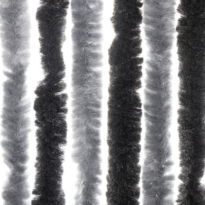 vidaXL Fly Curtain Grey and Black 118x220 cm Chenille 5