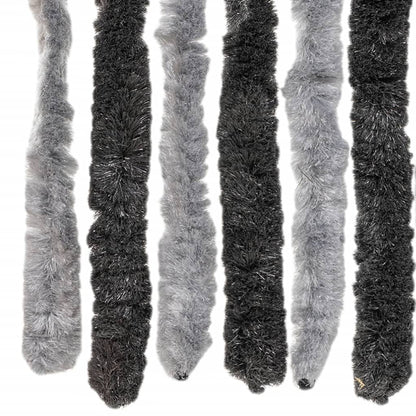 vidaXL Fly Curtain Grey and Black 118x220 cm Chenille 6
