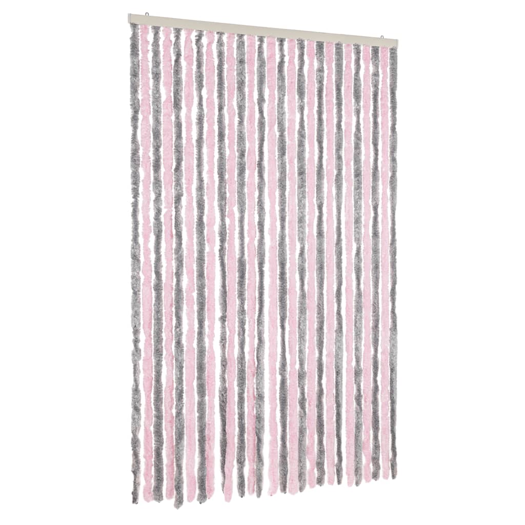 vidaXL Fly Curtain Silver Grey and Pink 118x220 cm Chenille 2