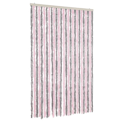 vidaXL Fly Curtain Silver Grey and Pink 118x220 cm Chenille 2