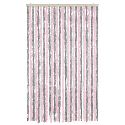 vidaXL Fly Curtain Silver Grey and Pink 118x220 cm Chenille 3