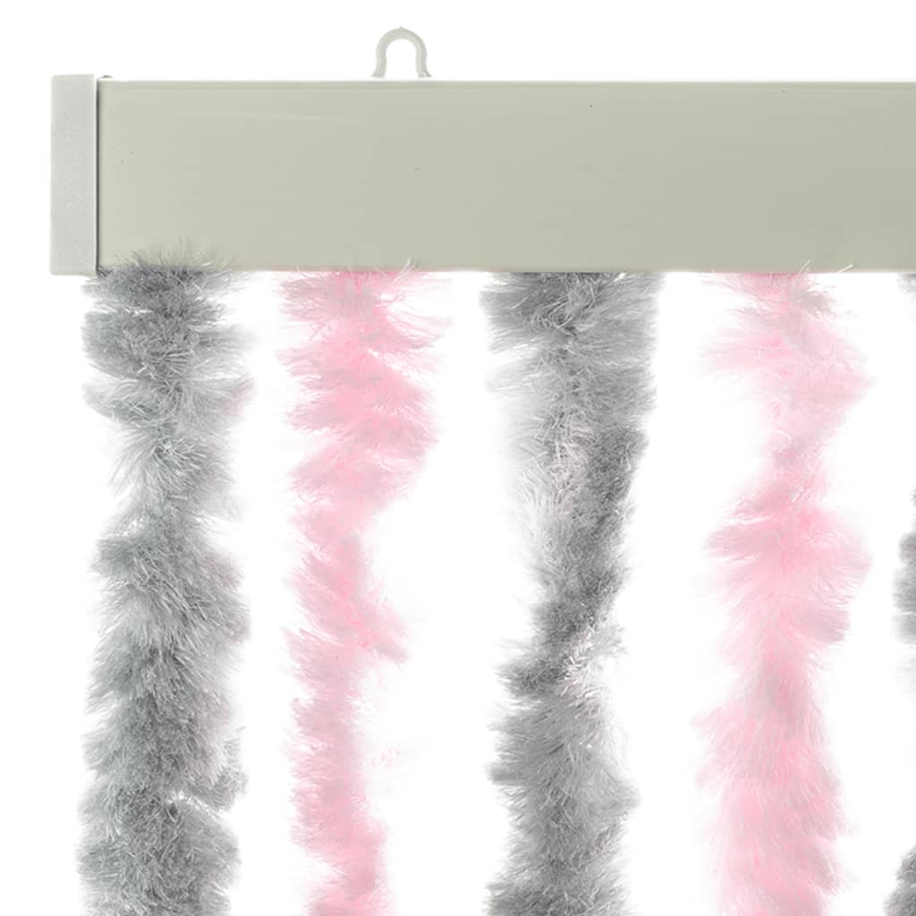 vidaXL Fly Curtain Silver Grey and Pink 118x220 cm Chenille 4