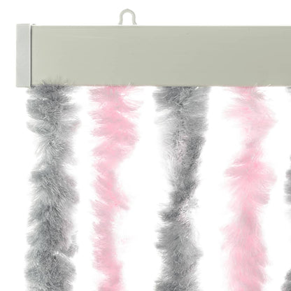 vidaXL Fly Curtain Silver Grey and Pink 118x220 cm Chenille 4