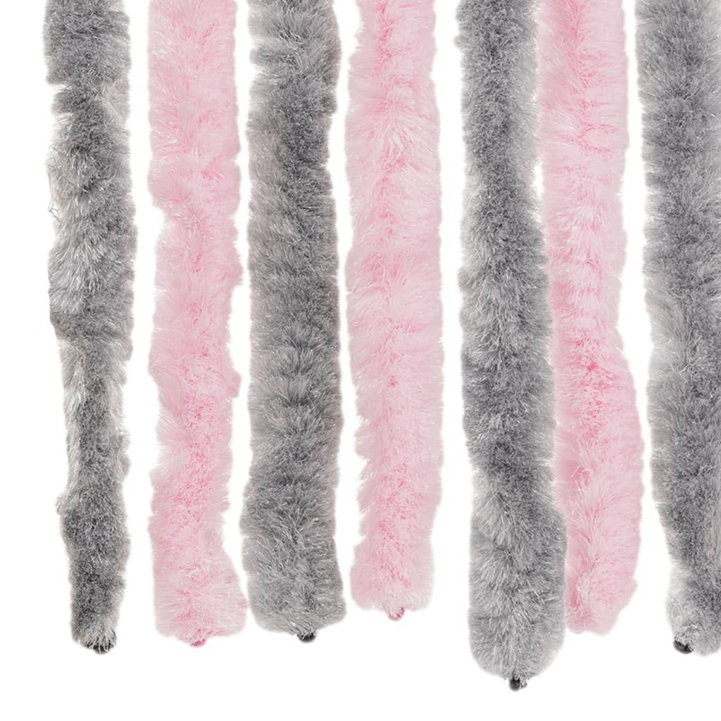 vidaXL Fly Curtain Silver Grey and Pink 118x220 cm Chenille 6