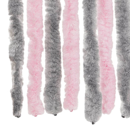 vidaXL Fly Curtain Silver Grey and Pink 118x220 cm Chenille 6