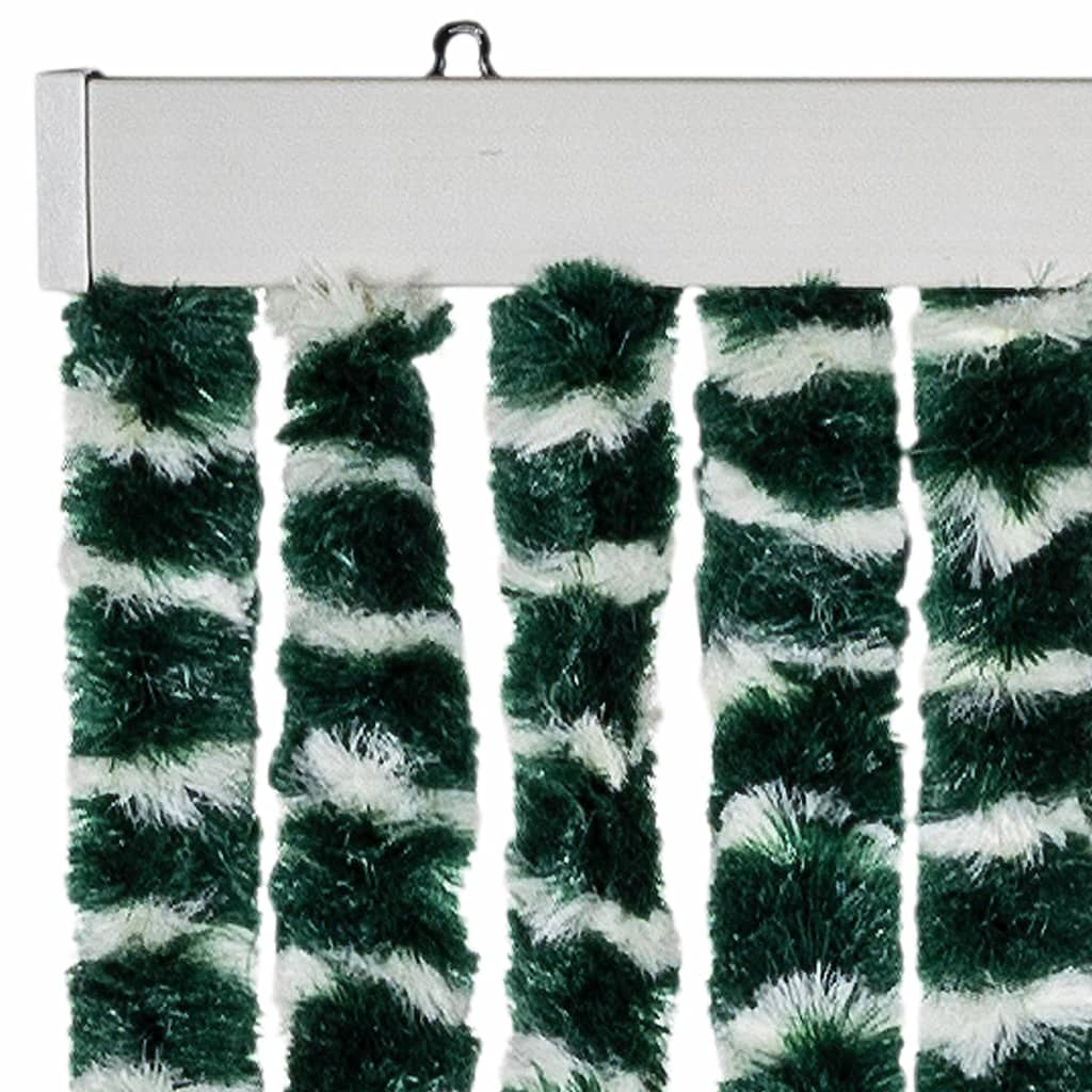 vidaXL Fly Curtain Green and White 118x220 cm Chenille 4