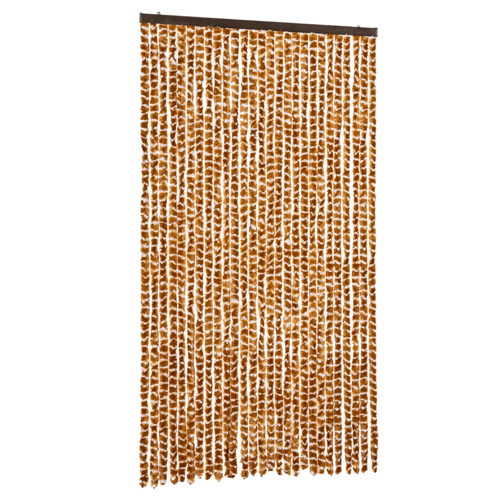 vidaXL Fly Curtain Ochre and White 118x220 cm Chenille 2