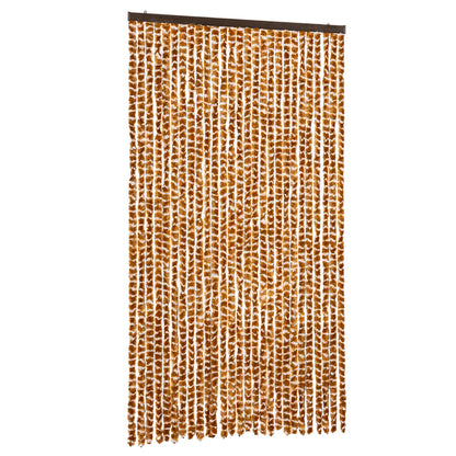 vidaXL Fly Curtain Ochre and White 118x220 cm Chenille 2