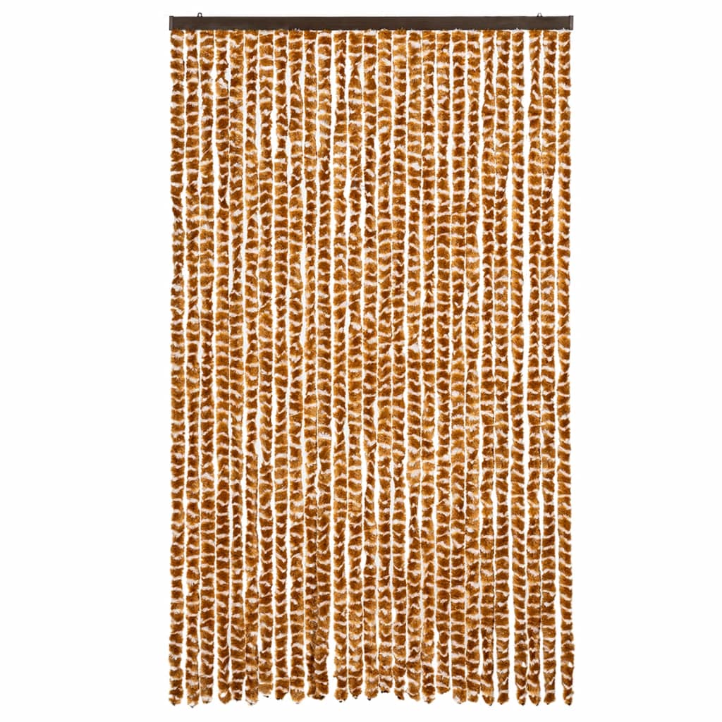 vidaXL Fly Curtain Ochre and White 118x220 cm Chenille 3