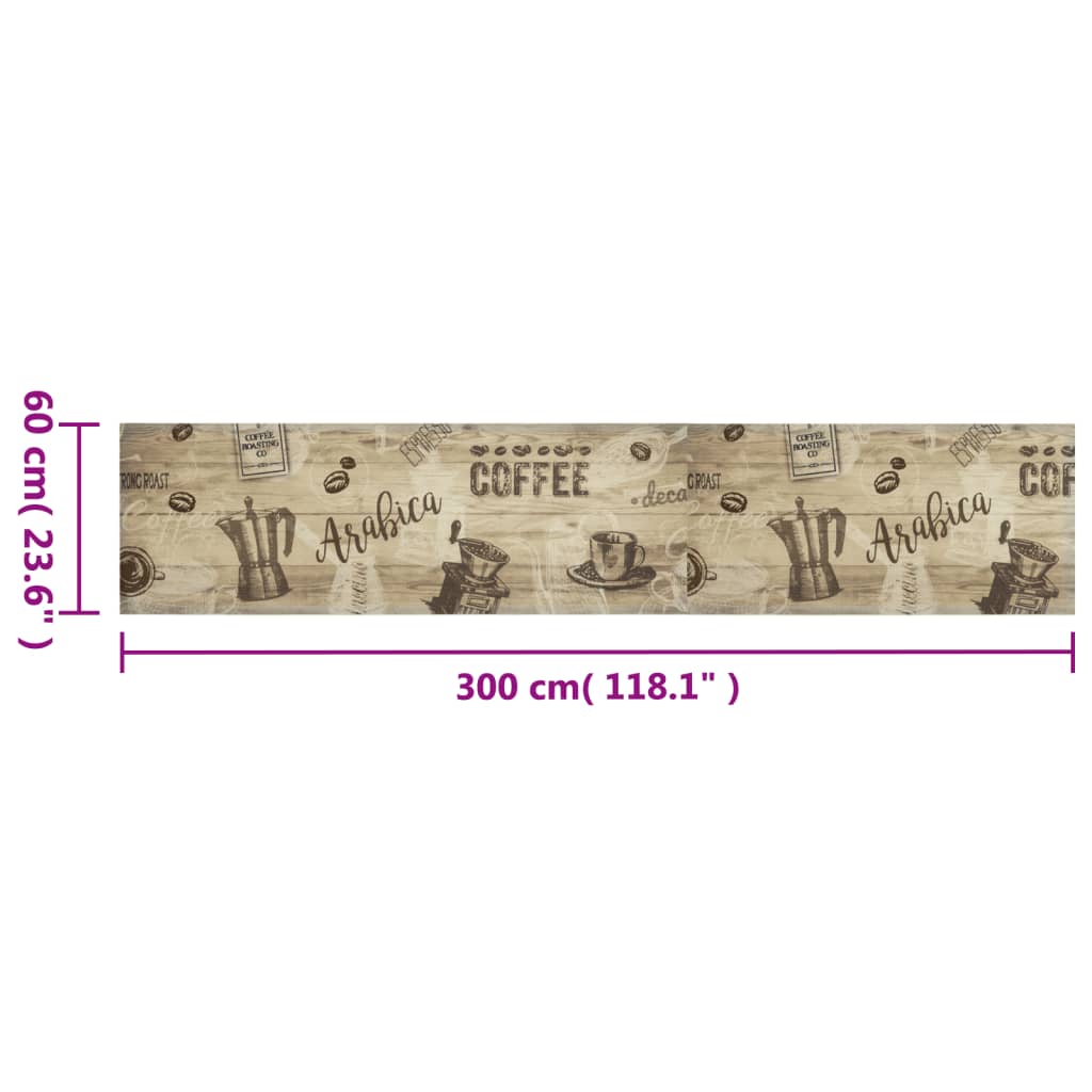 vidaXL Kitchen Rug | Coffee Brown | Velvet (100% polyamide), Latex | 300x60 cm 5