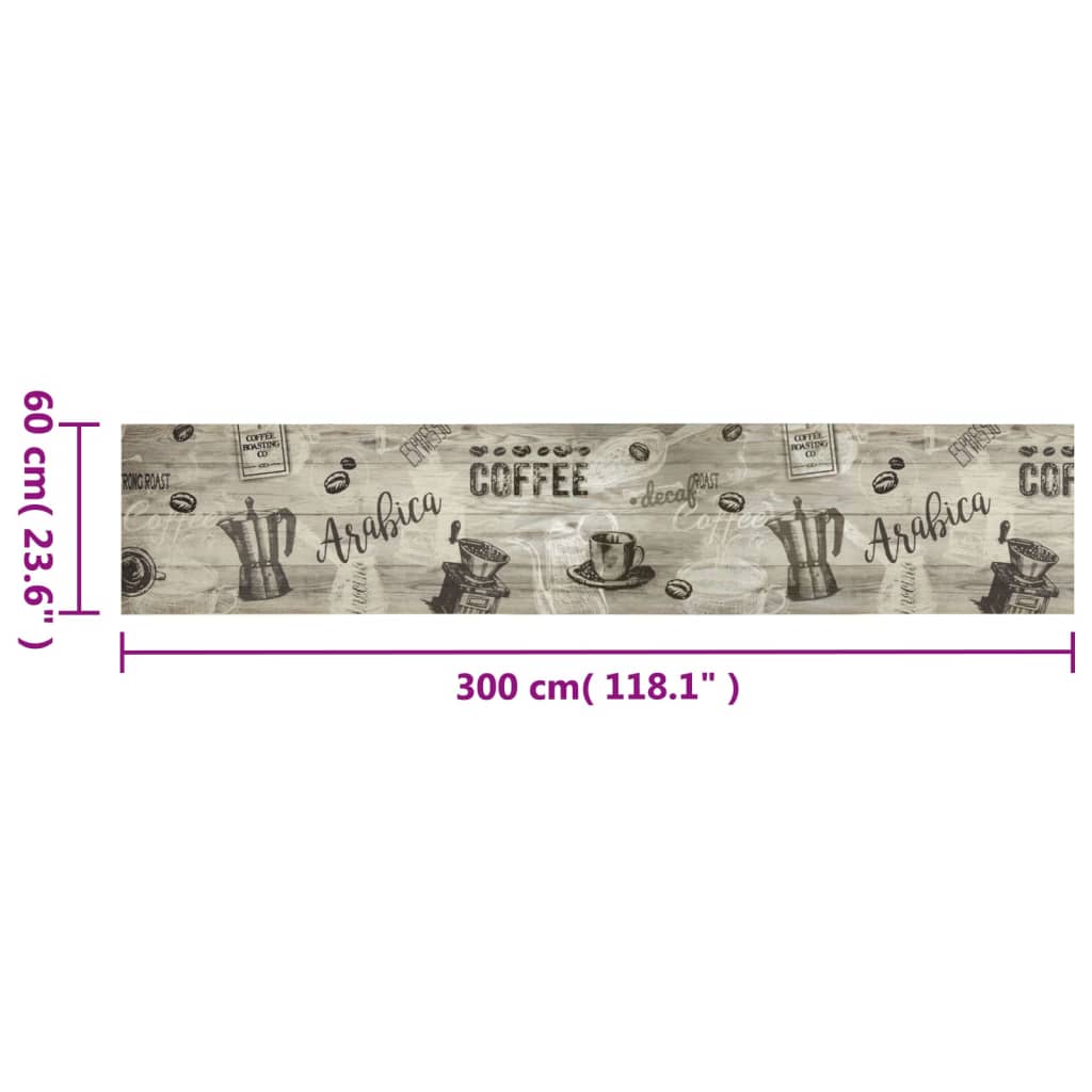 vidaXL Kitchen Rug Washable Coffee Grey 60x300 cm Velvet 5