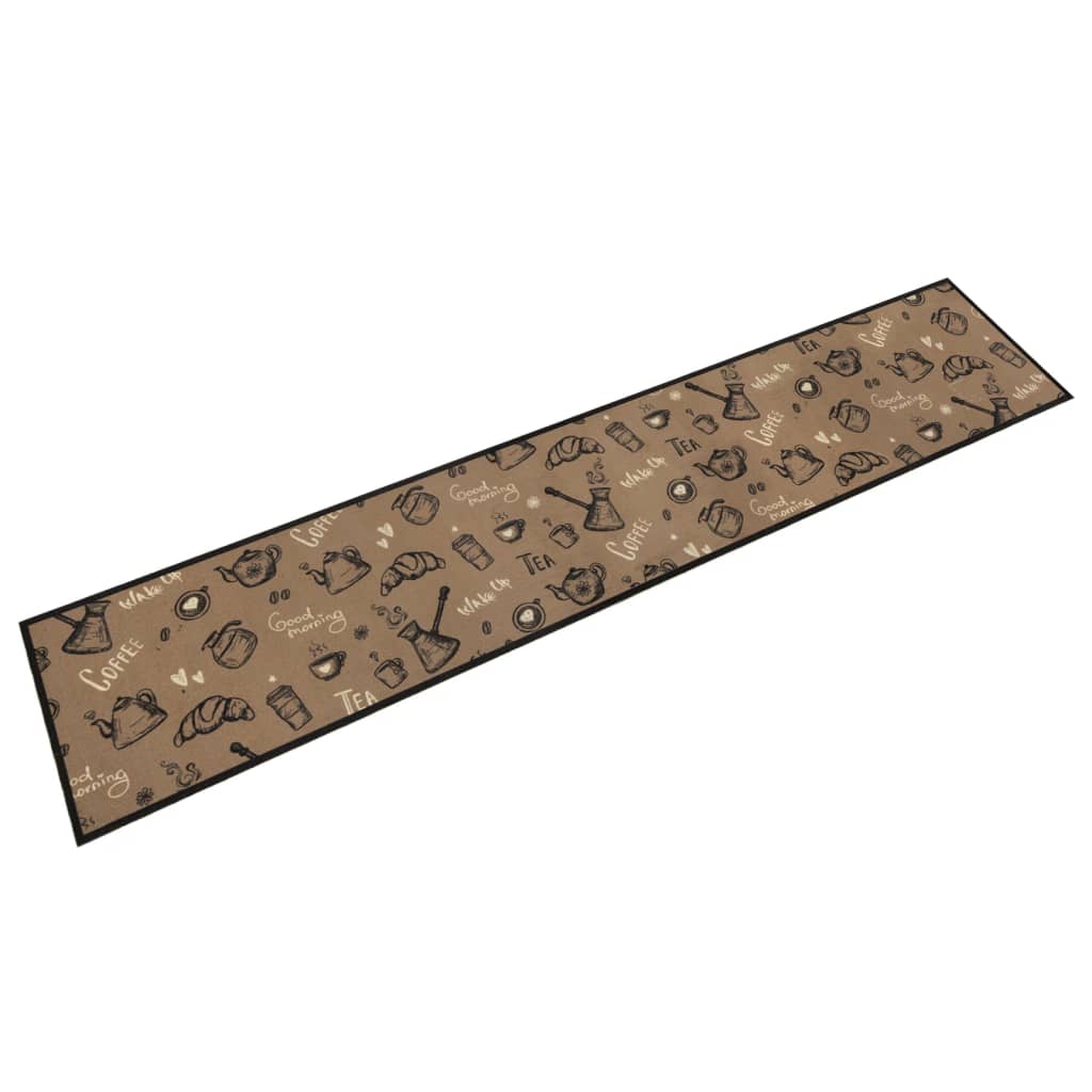 vidaXL Kitchen Rug Washable Morning Brown 60x300 cm Velvet 1