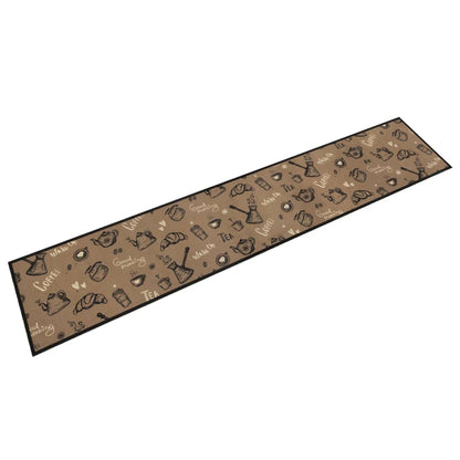 vidaXL Kitchen Rug Washable Morning Brown 60x300 cm Velvet 1