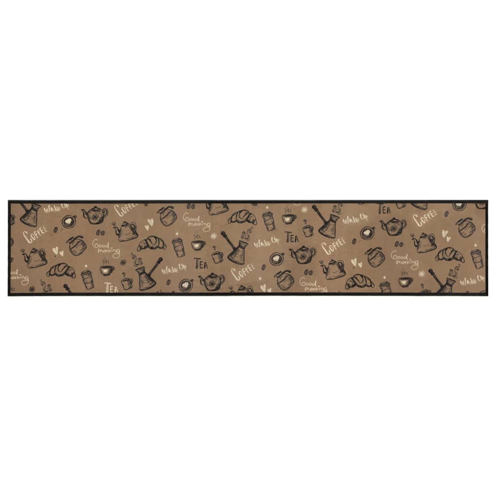 vidaXL Kitchen Rug Washable Morning Brown 60x300 cm Velvet 2