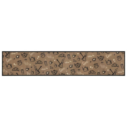 vidaXL Kitchen Rug Washable Morning Brown 60x300 cm Velvet 2
