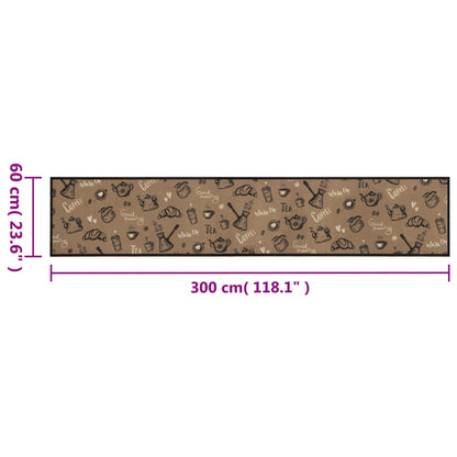 vidaXL Kitchen Rug Washable Morning Brown 60x300 cm Velvet 5