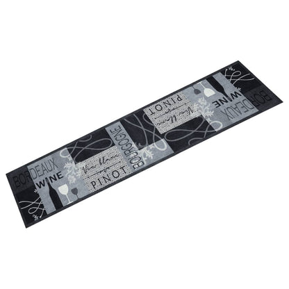 vidaXL Kitchen Rug Washable Wine Grey 60x300 cm Velvet 1