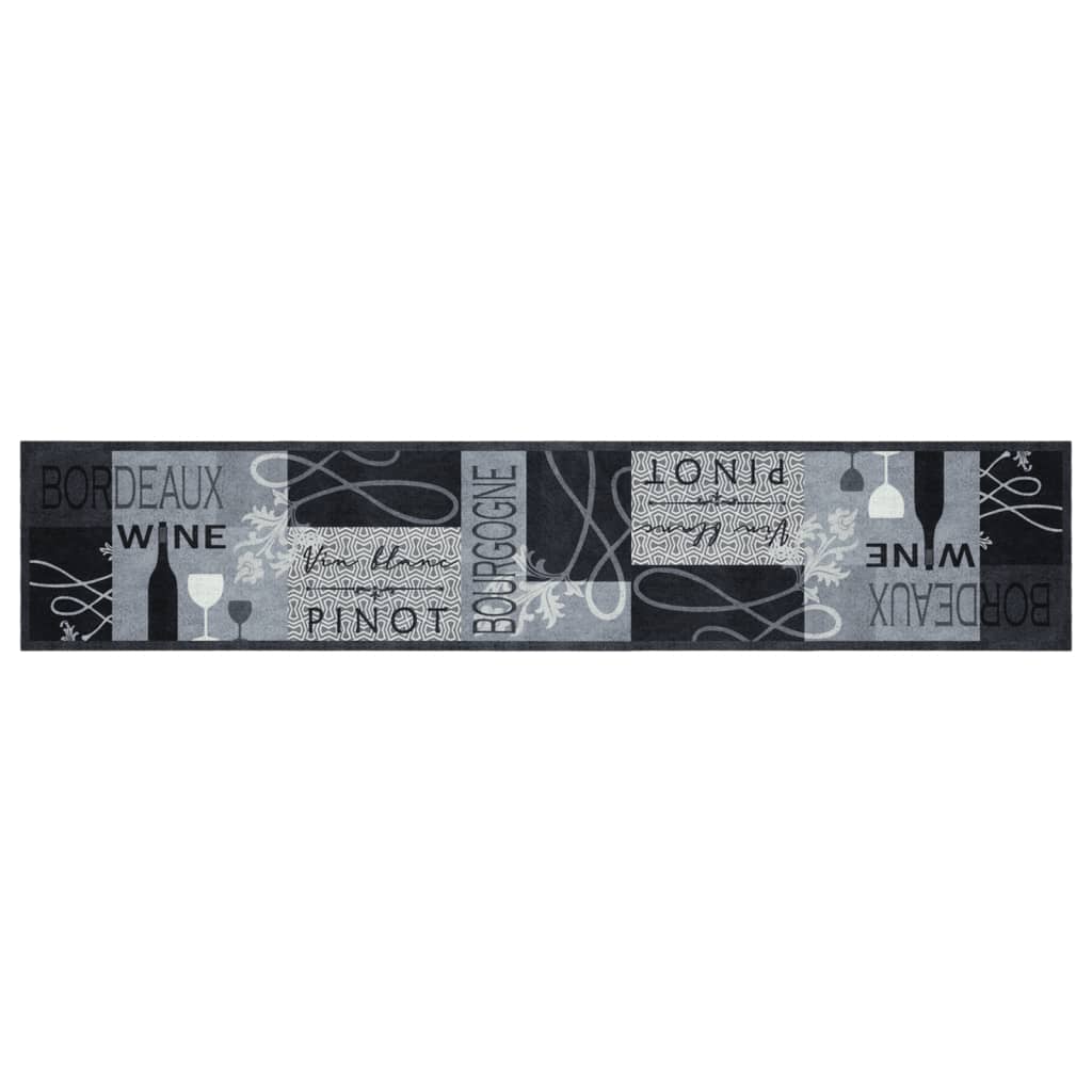 vidaXL Kitchen Rug Washable Wine Grey 60x300 cm Velvet 2
