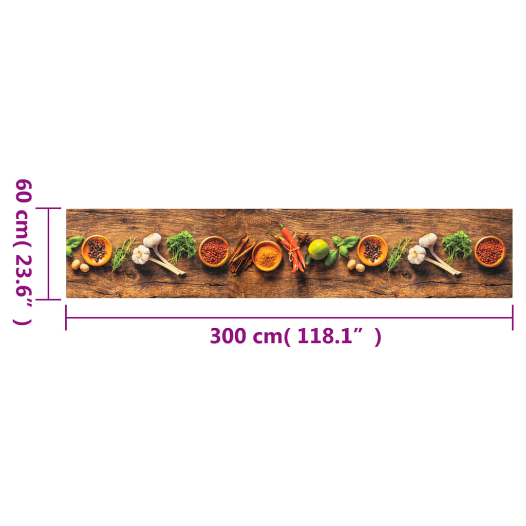 vidaXL Kitchen Rug Washable Spices 60x300 cm Velvet 5