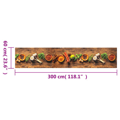 vidaXL Kitchen Rug Washable Spices 60x300 cm Velvet 5