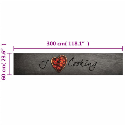 vidaXL Kitchen Rug Washable Cooking Text 60x300 cm Velvet 5
