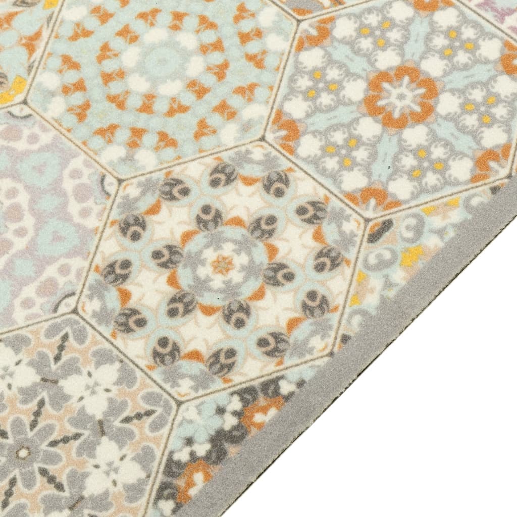 vidaXL Kitchen Rug Washable Hexagon Pastel 60x300 cm Velvet 3