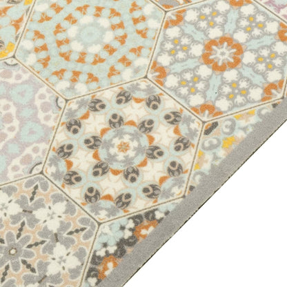 vidaXL Kitchen Rug Washable Hexagon Pastel 60x300 cm Velvet 3