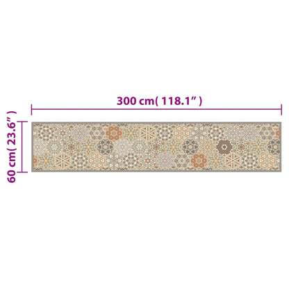vidaXL Kitchen Rug Washable Hexagon Pastel 60x300 cm Velvet 5