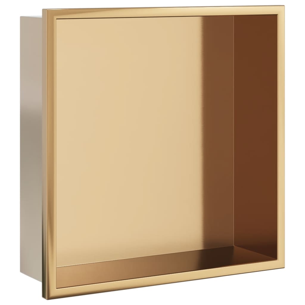 vidaXL Shower Niche Brushed Gold 32x32x9 cm Stainless Steel 2