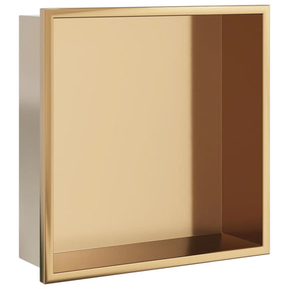 vidaXL Shower Niche Brushed Gold 32x32x9 cm Stainless Steel 2