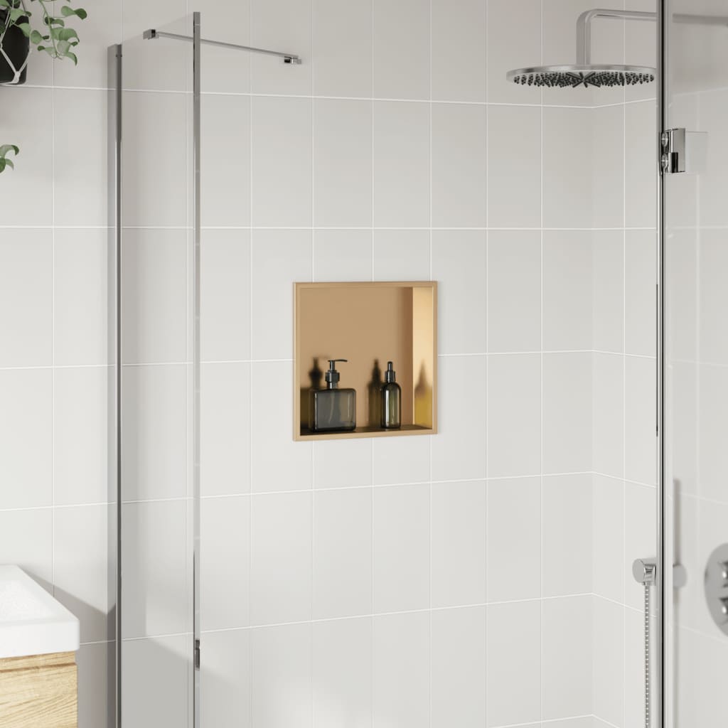 vidaXL Shower Niche Brushed Gold 32x32x9 cm Stainless Steel 3
