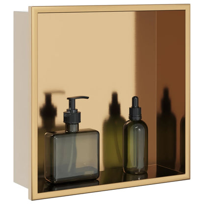 vidaXL Shower Niche Brushed Gold 32x32x9 cm Stainless Steel 1