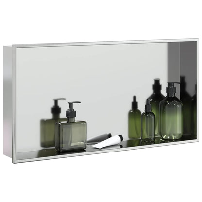vidaXL Shower Niche Brushed Silver 62x32x9 cm Stainless Steel 1