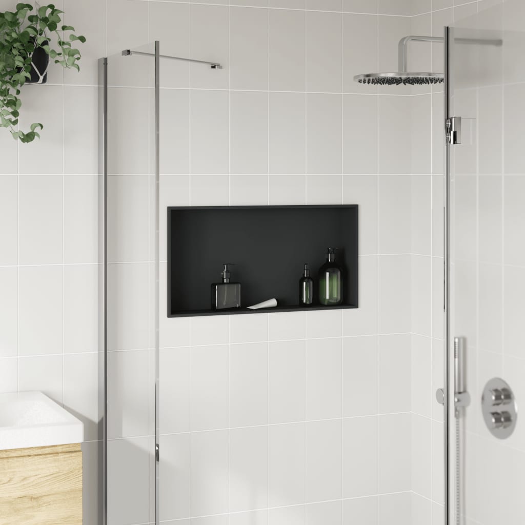 vidaXL Shower Niche Matt Black 62x32x9 cm Stainless Steel 3
