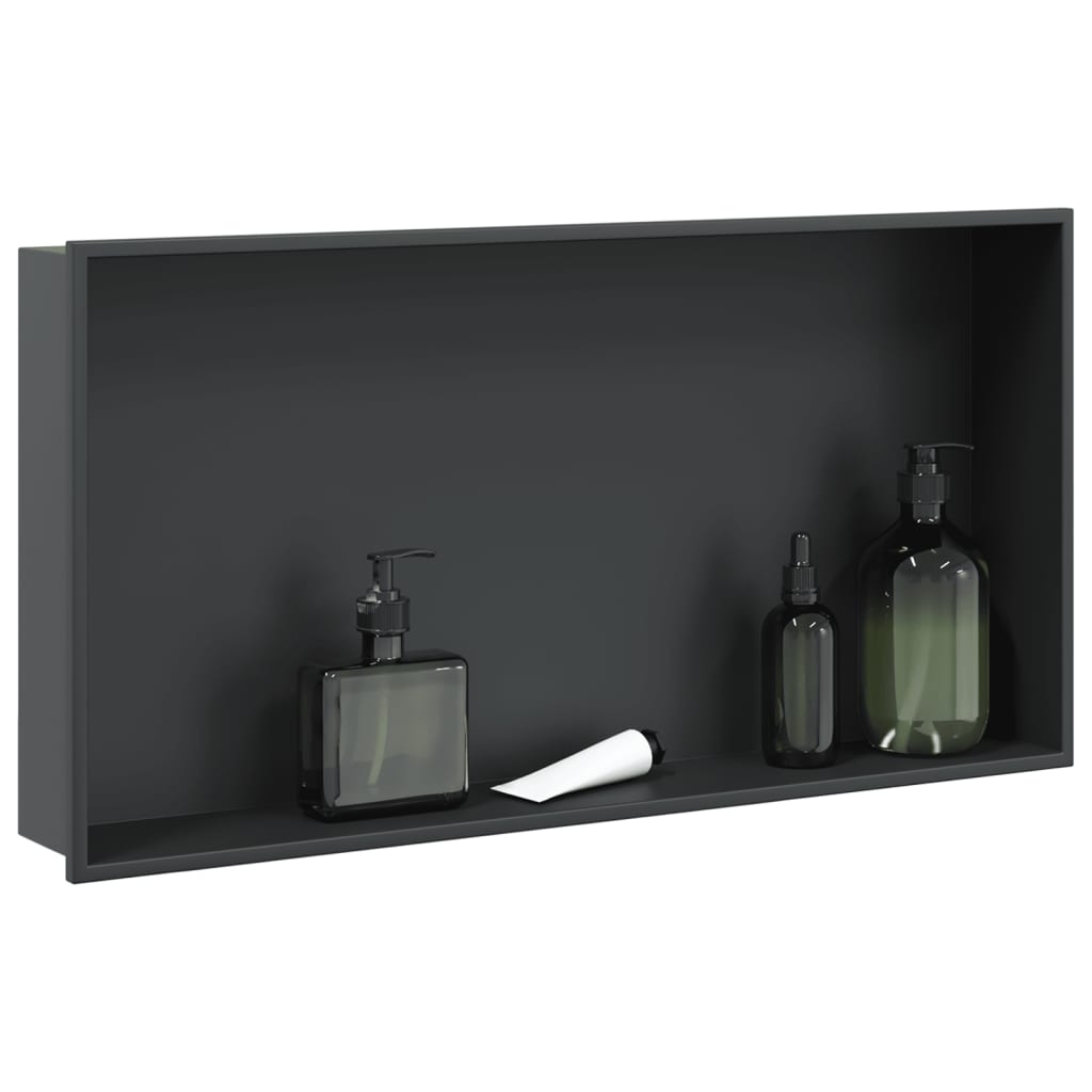 vidaXL Shower Niche Matt Black 62x32x9 cm Stainless Steel 1