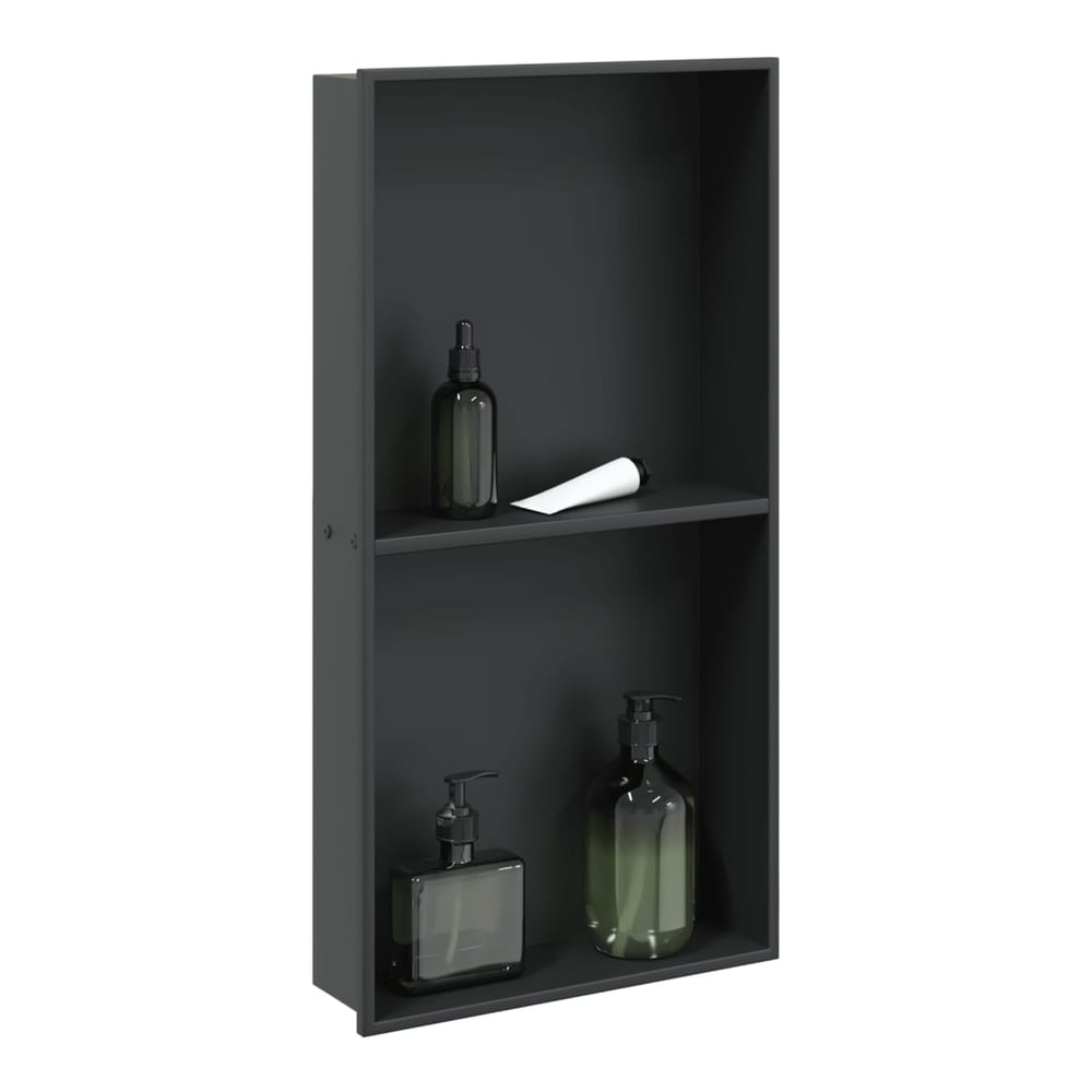 Shower Niche Matt 32x62x9 cm Stainless Steel black