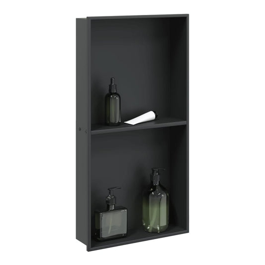 Shower Niche Matt 32x62x9 cm Stainless Steel black