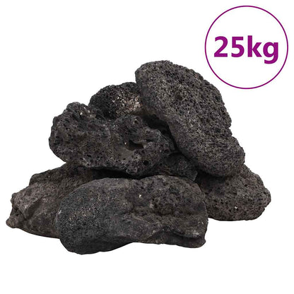 vidaXL Volcanic Rocks 25 kg Black 10-30 cm 2