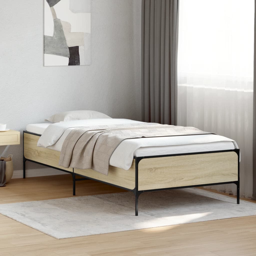 vidaXL Bed Frame without Mattress Sonoma Oak 100x200 cm 1