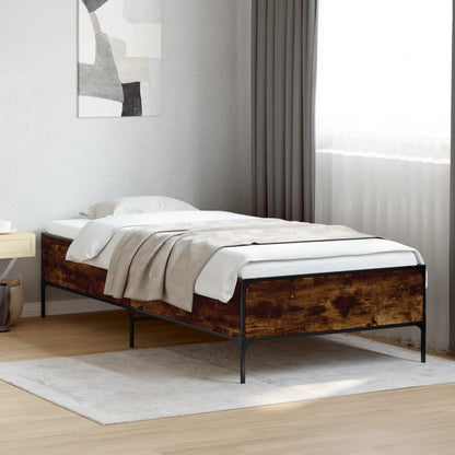 vidaXL Bed Frame without Mattress Smoked Oak 100x200 cm 1