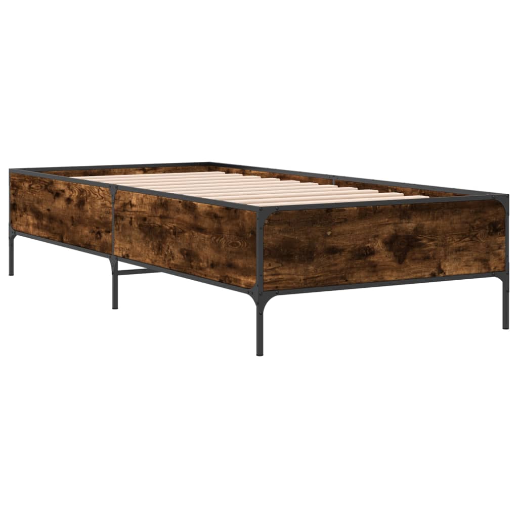 vidaXL Bed Frame without Mattress Smoked Oak 90x190 cm Single 3