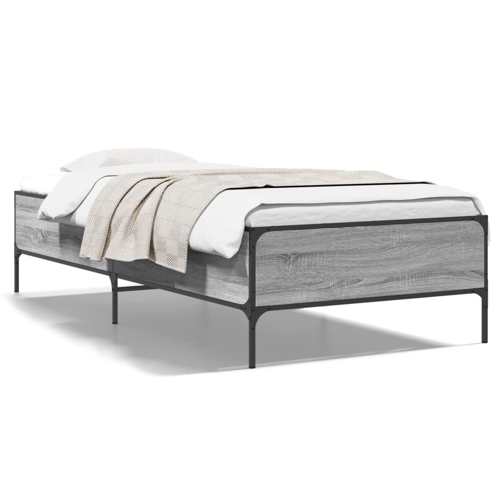 vidaXL Bed Frame without Mattress Grey Sonoma 90x190 cm Single 2