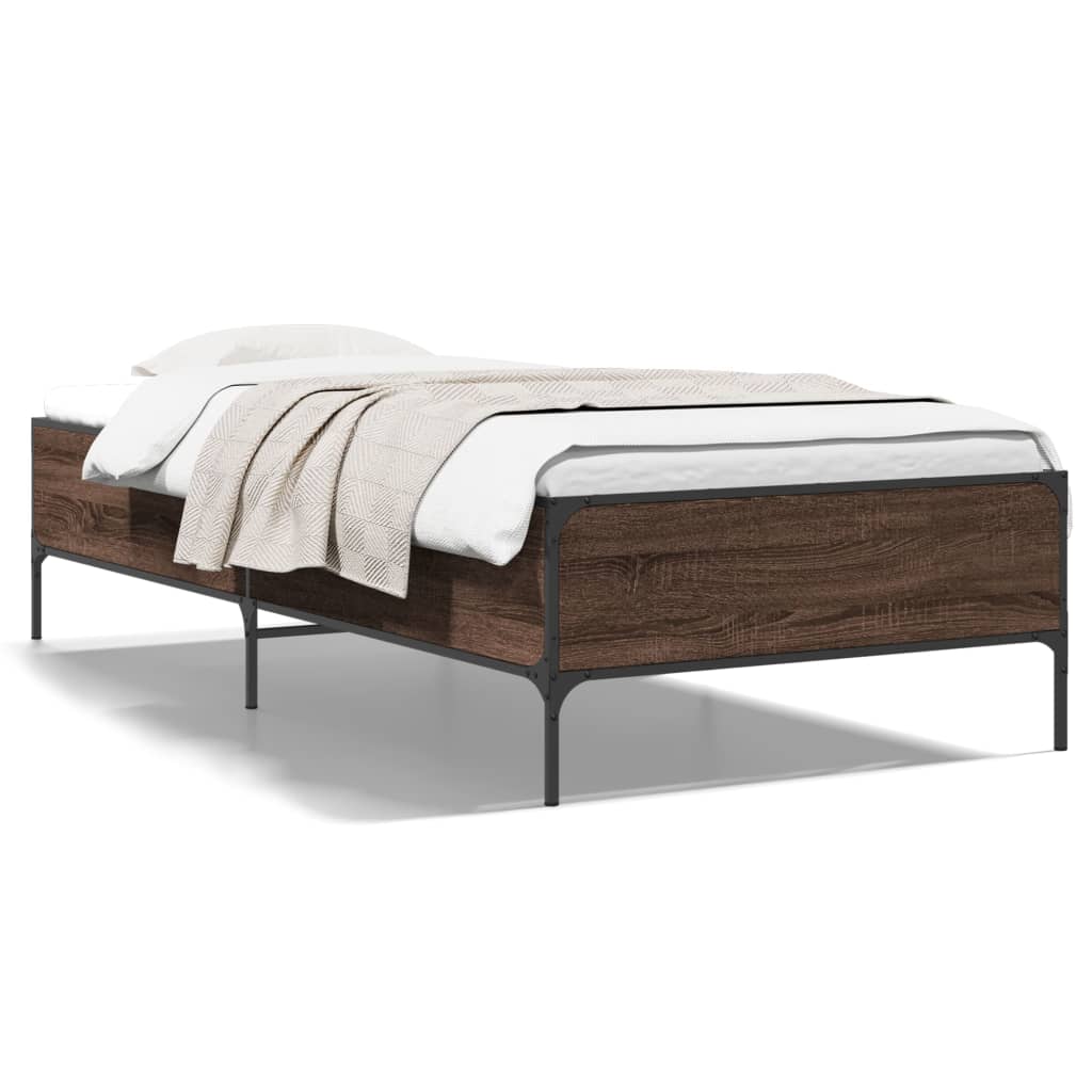 vidaXL Bed Frame without Mattress Brown Oak 90x190 cm Single 2