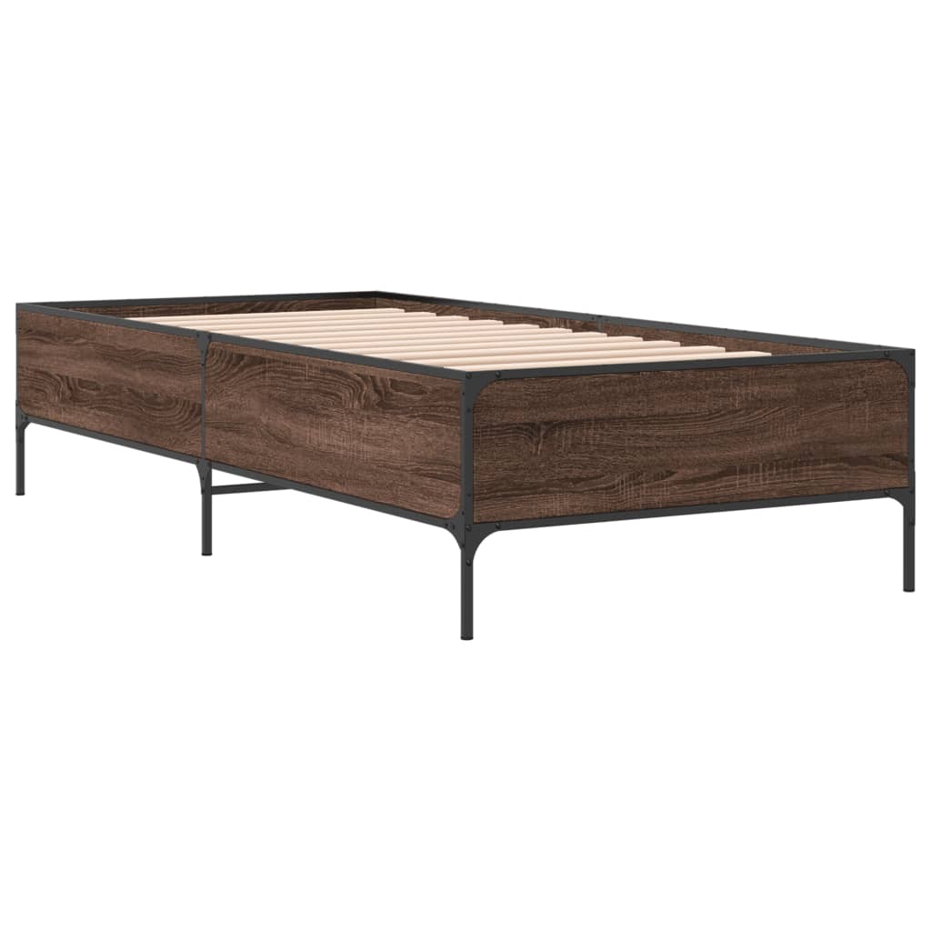 vidaXL Bed Frame without Mattress Brown Oak 90x190 cm Single 3