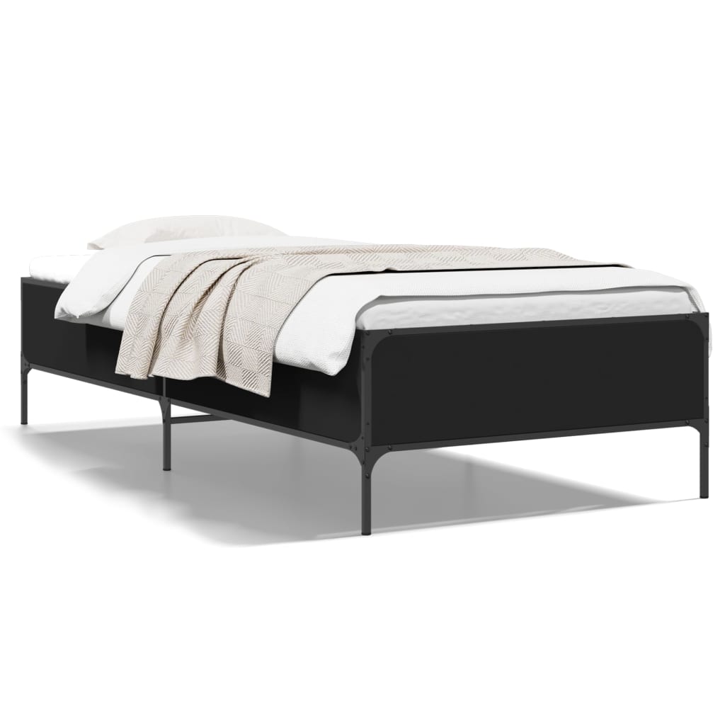 vidaXL Bed Frame without Mattress Black 75x190 cm Small Single 2