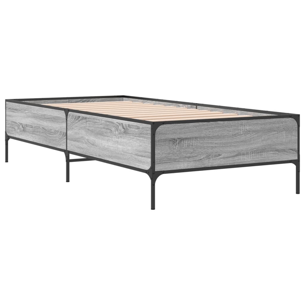vidaXL Bed Frame without Mattress Grey Sonoma 75x190 cm Small Single 3