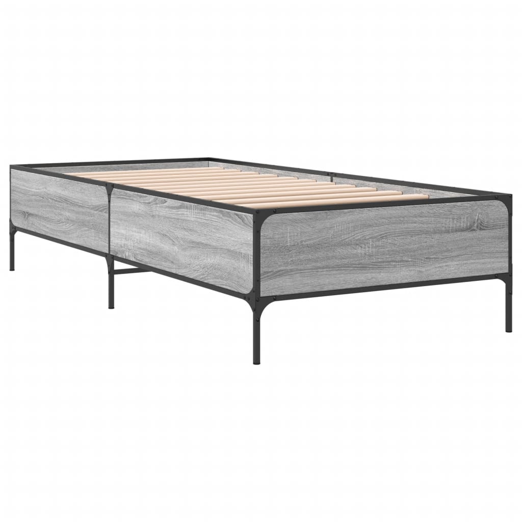 vidaXL Bed Frame without Mattress Grey Sonoma 75x190 cm Small Single 6