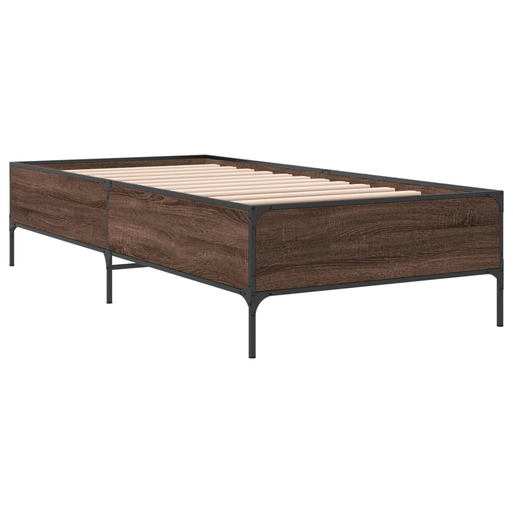 vidaXL Bed Frame without Mattress Brown Oak 75x190 cm Small Single 6