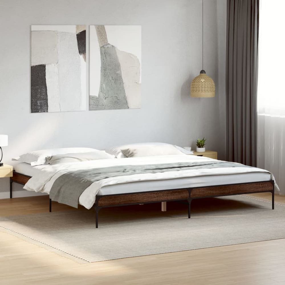 Bed Frame without Mattress Height 30 cm Length 200 cm Brown Oak 200 cm
